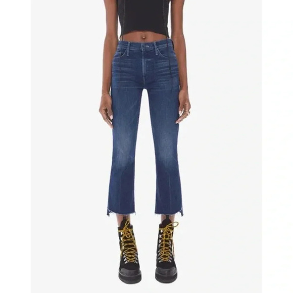 MOTHER The Insider Crop Step Fray Flare Cropped Jeans Denim in Good For You 24 - Picture 1 of 17